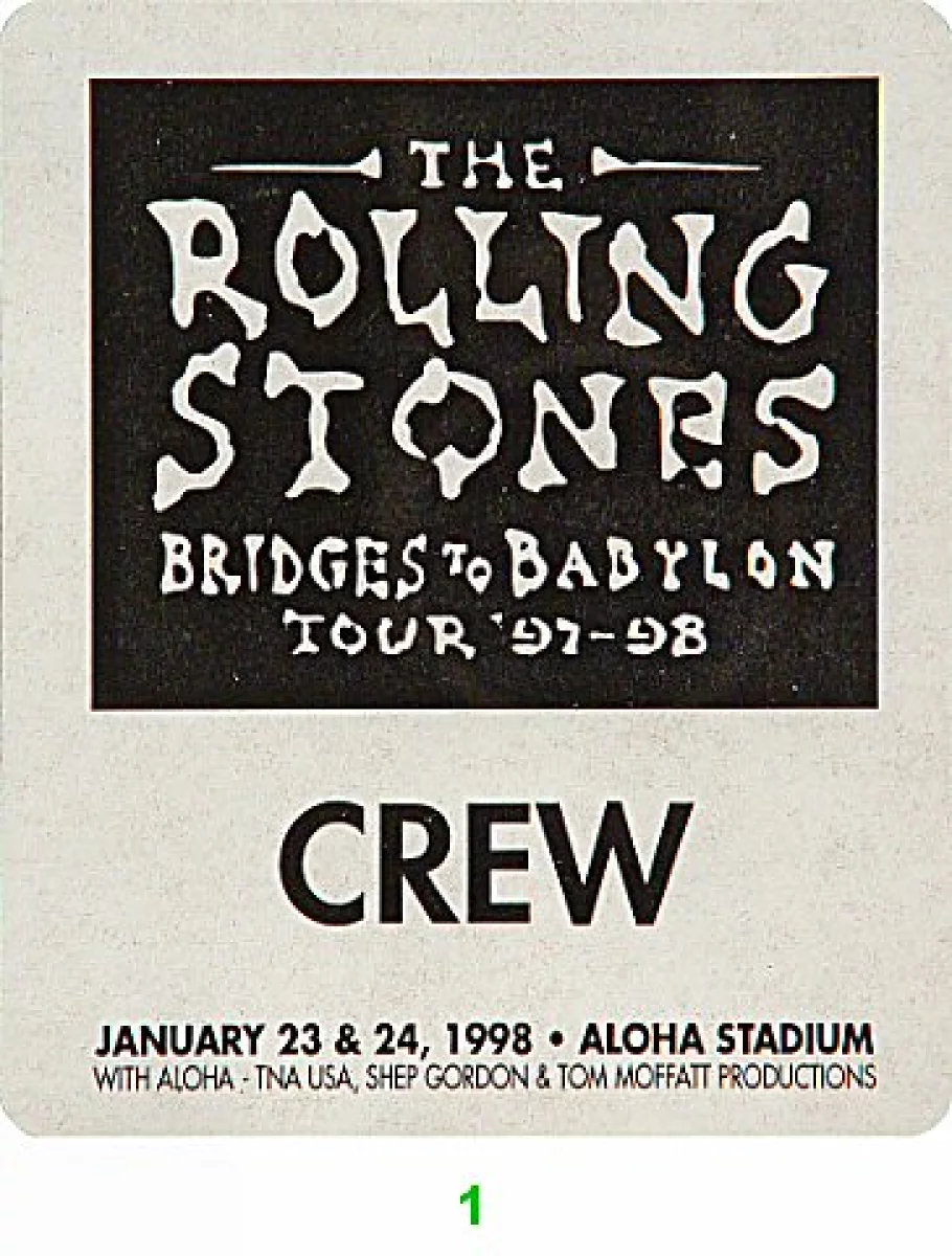 The Rolling Stones Backstage Pass From Aloha Stadium Jan 23 1998 At Wolfgang S