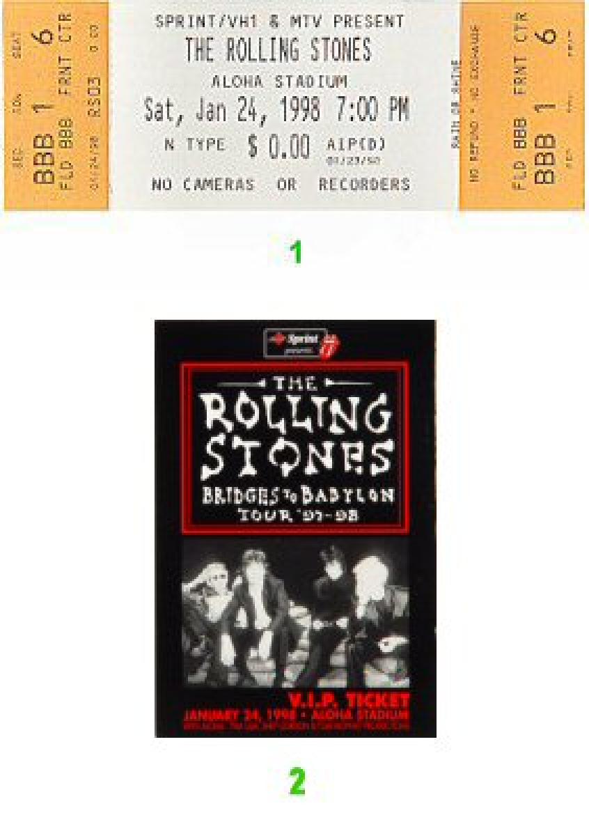 The Rolling Stones Vintage Concert Vintage Ticket from Aloha Stadium