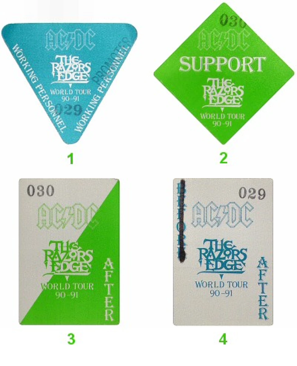 AC/DC Backstage Pass from Arco Arena, Dec 12, 1990 at Wolfgang's