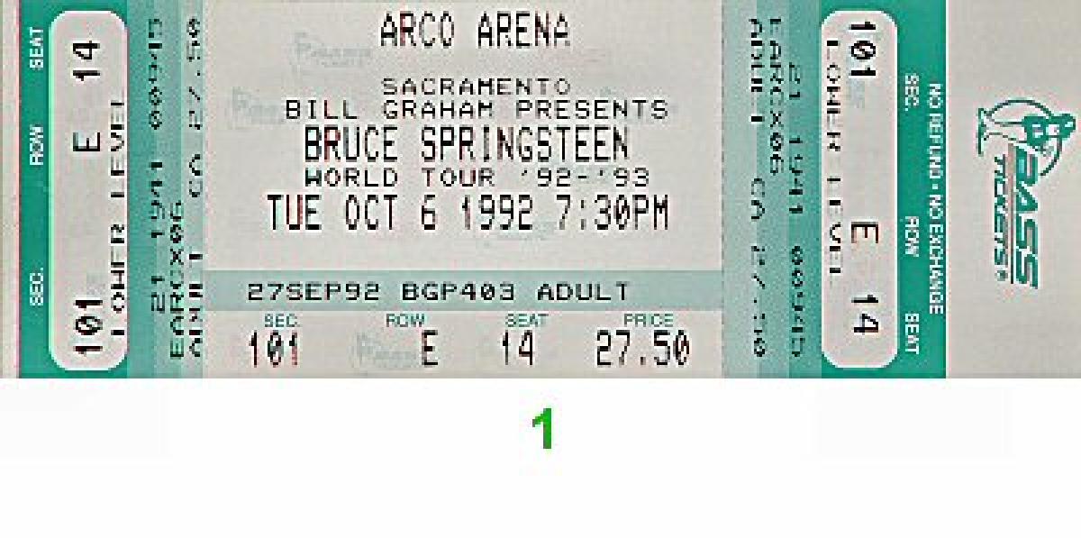 Bruce Springsteen Vintage Concert Vintage Ticket from Arco Arena, Oct 6
