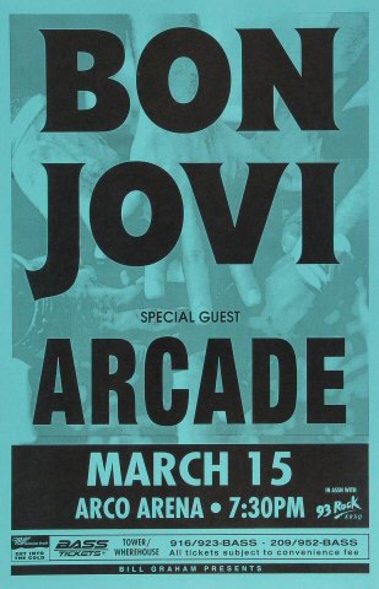 Bon Jovi Vintage Concert Poster from Arco Arena, Mar 15, 1993 at Wolfgang's