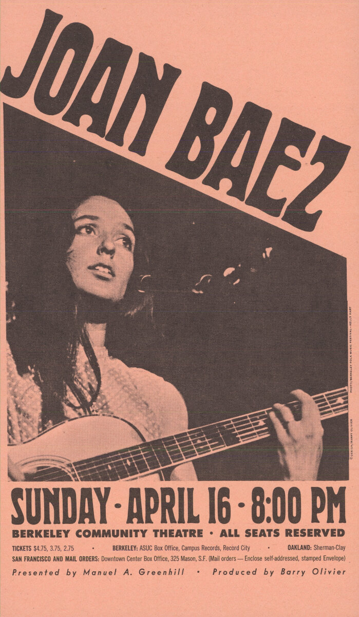 Joan Baez Vintage Concert Handbill from Berkeley Community Theatre