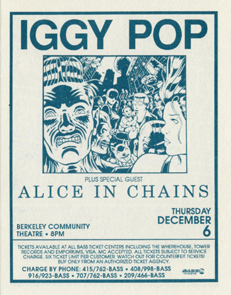 Iggy Pop Vintage Concert Handbill from Berkeley Community