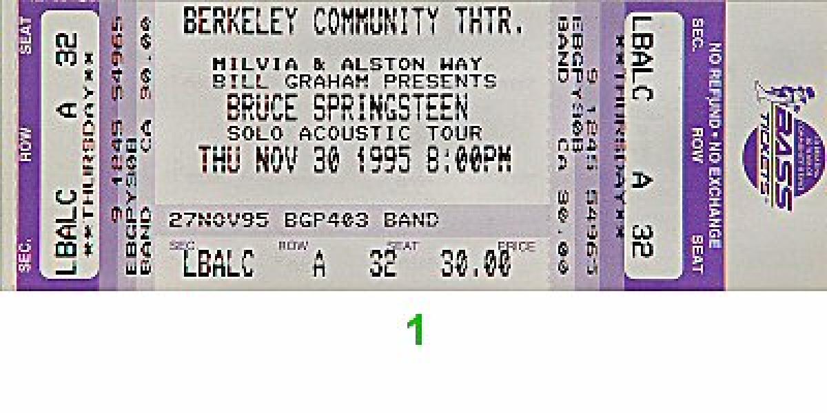 Bruce Springsteen Vintage Concert Vintage Ticket from Berkeley ...