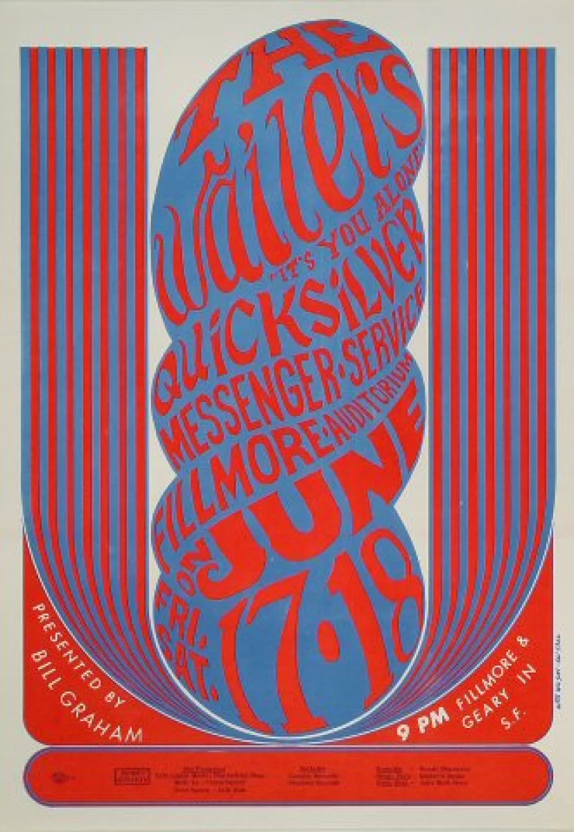 pot Dempsey metgezel The Wailers (60's) Vintage Concert Poster from Fillmore Auditorium, Jun 17,  1966 at Wolfgang's