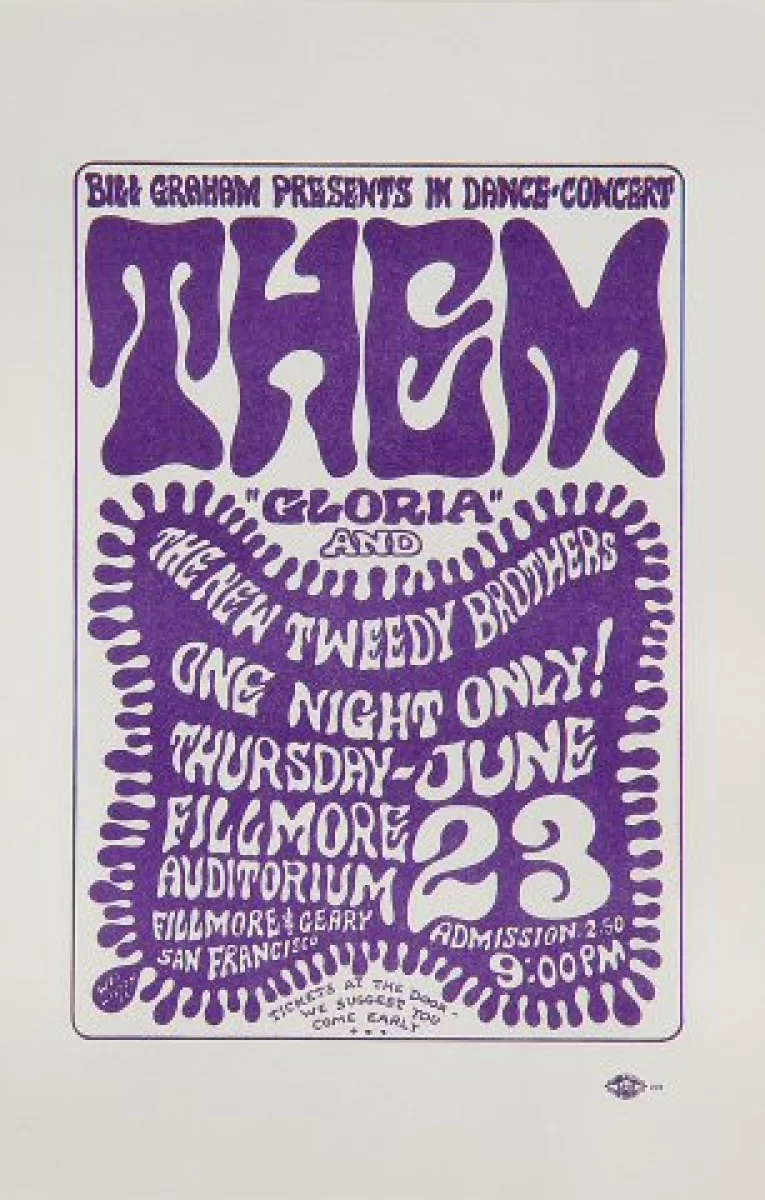 Them Vintage Concert Handbill from Fillmore Auditorium, Jun 23, 1966 at ...