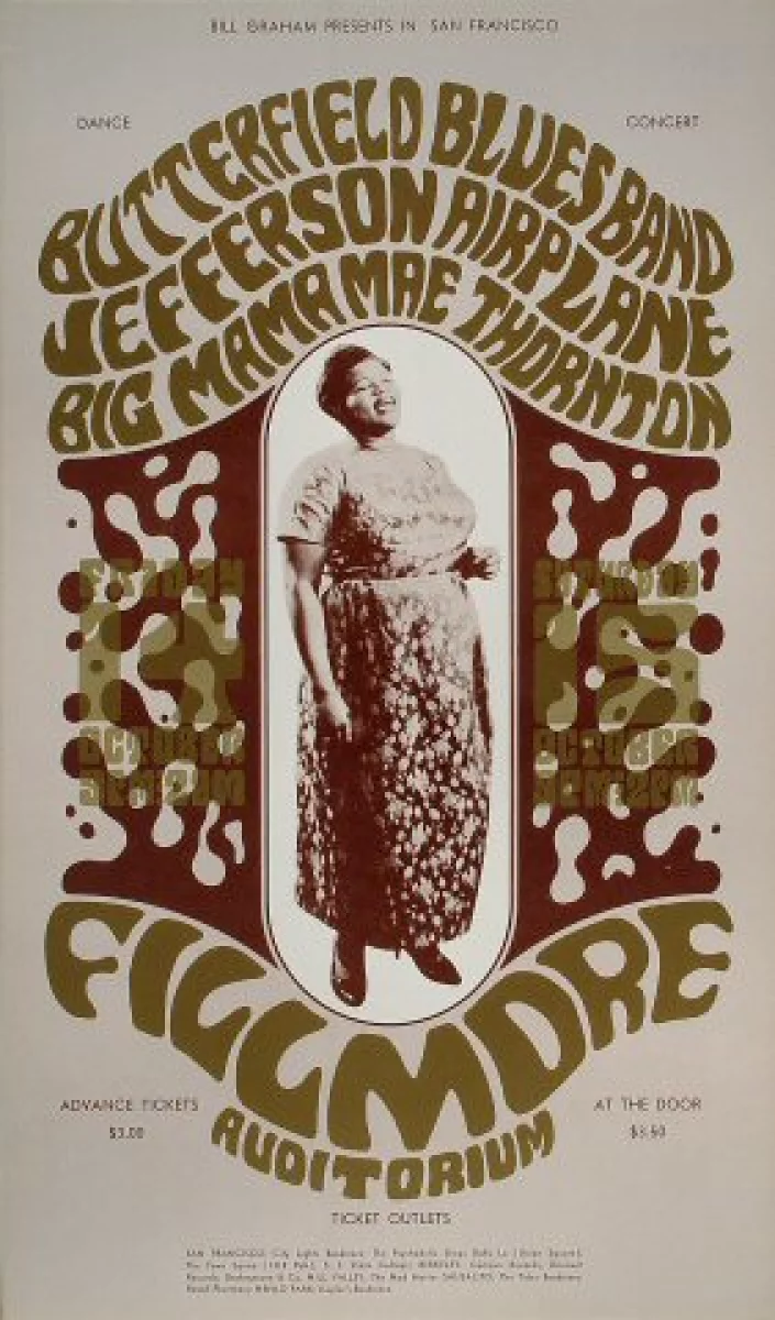 The Paul Butterfield Blues Band Vintage Concert Poster from Fillmore  Auditorium, Oct 14, 1966 at Wolfgang's