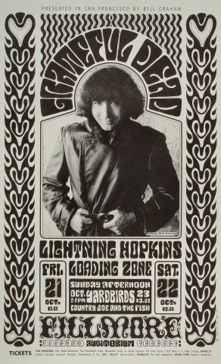 Grateful Dead Vintage Concert Poster from Fillmore Auditorium, Oct 21, 1966  at Wolfgang's