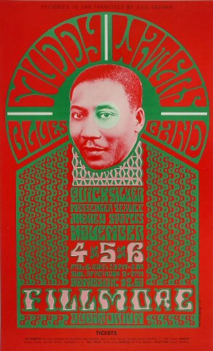 Muddy Waters Blues Band Vintage Concert Poster from Fillmore Auditorium,  Nov 4, 1966 at Wolfgang's