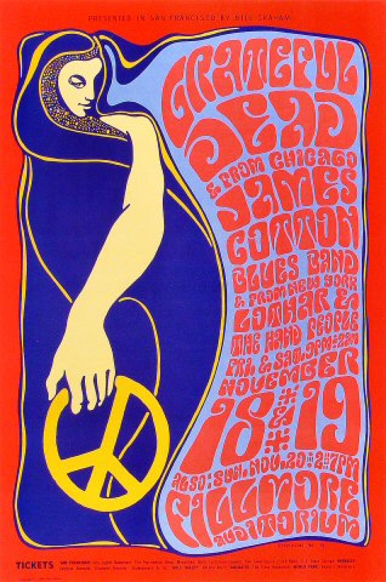Grateful Dead Vintage Concert Poster from Fillmore Auditorium, Nov