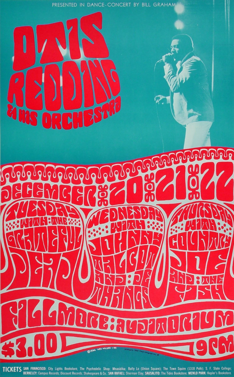 Otis Redding & His Orchestra Vintage Poster from Fillmore Auditorium, Dec 20, 1966 at Wolfgang's
