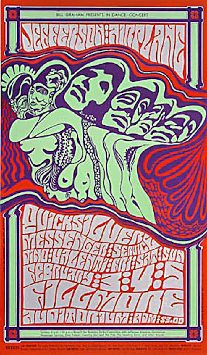 Jefferson Airplane Vintage Concert Poster from Fillmore Auditorium, Feb ...