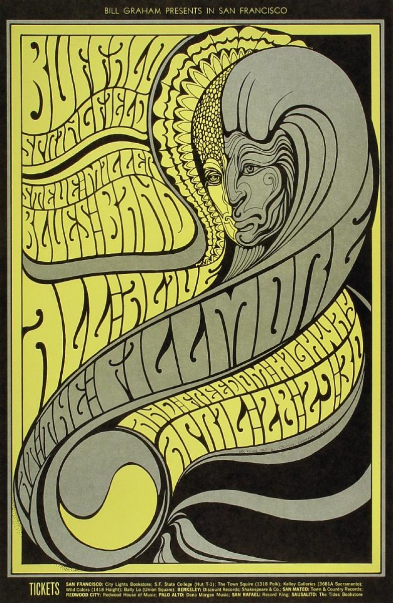 Buffalo Springfield Vintage Concert Poster from Fillmore Auditorium ...