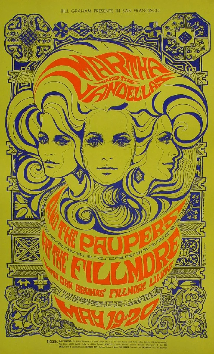 Martha & the Vandellas Vintage Concert Poster from Fillmore Auditorium ...