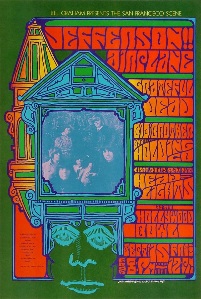 Jefferson Airplane Vintage Concert Poster from Hollywood Bowl, Sep
