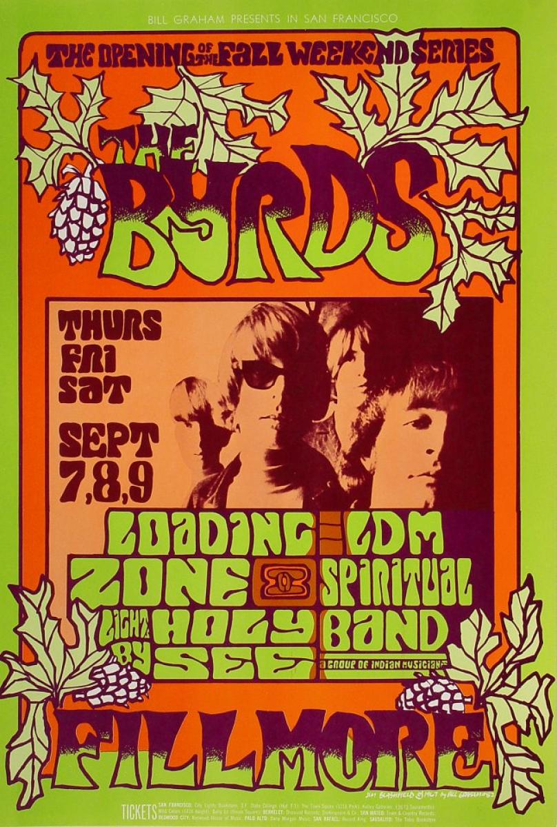The Byrds Vintage Concert Poster from Fillmore Auditorium, Sep 7, 1967