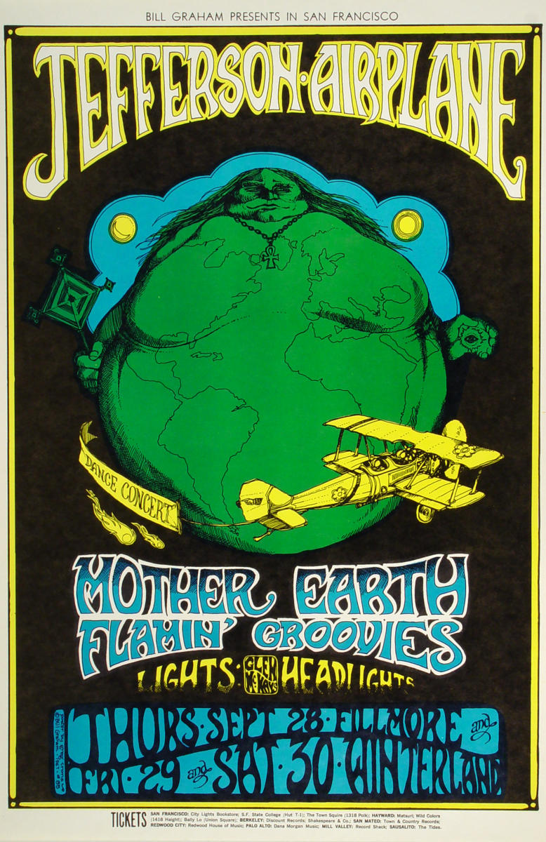 Jefferson Airplane Vintage Concert Poster from Fillmore Auditorium
