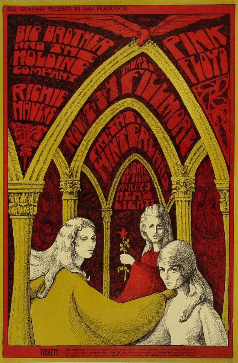 Pink Floyd Vintage Concert Postcard from Fillmore Auditorium, Nov