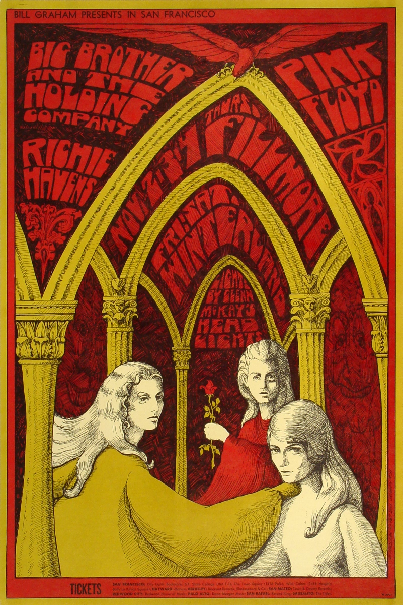 Pink Floyd Vintage Concert Poster from Fillmore Auditorium, Nov 2, 1967 at  Wolfgang's