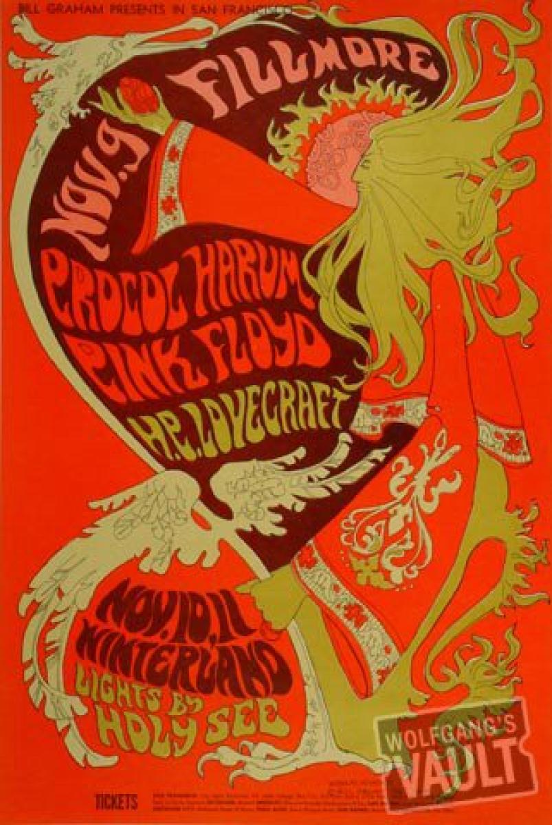 Pink Floyd Vintage Concert Postcard from Fillmore Auditorium, Nov