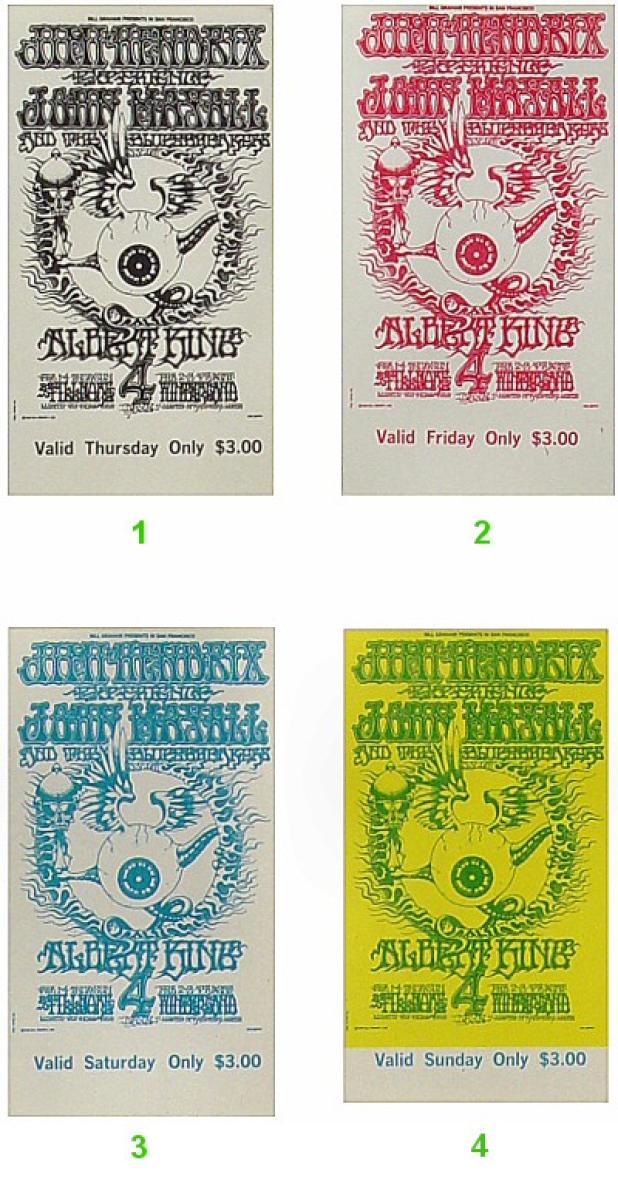 Jimi Hendrix Experience Vintage Concert Vintage Ticket from