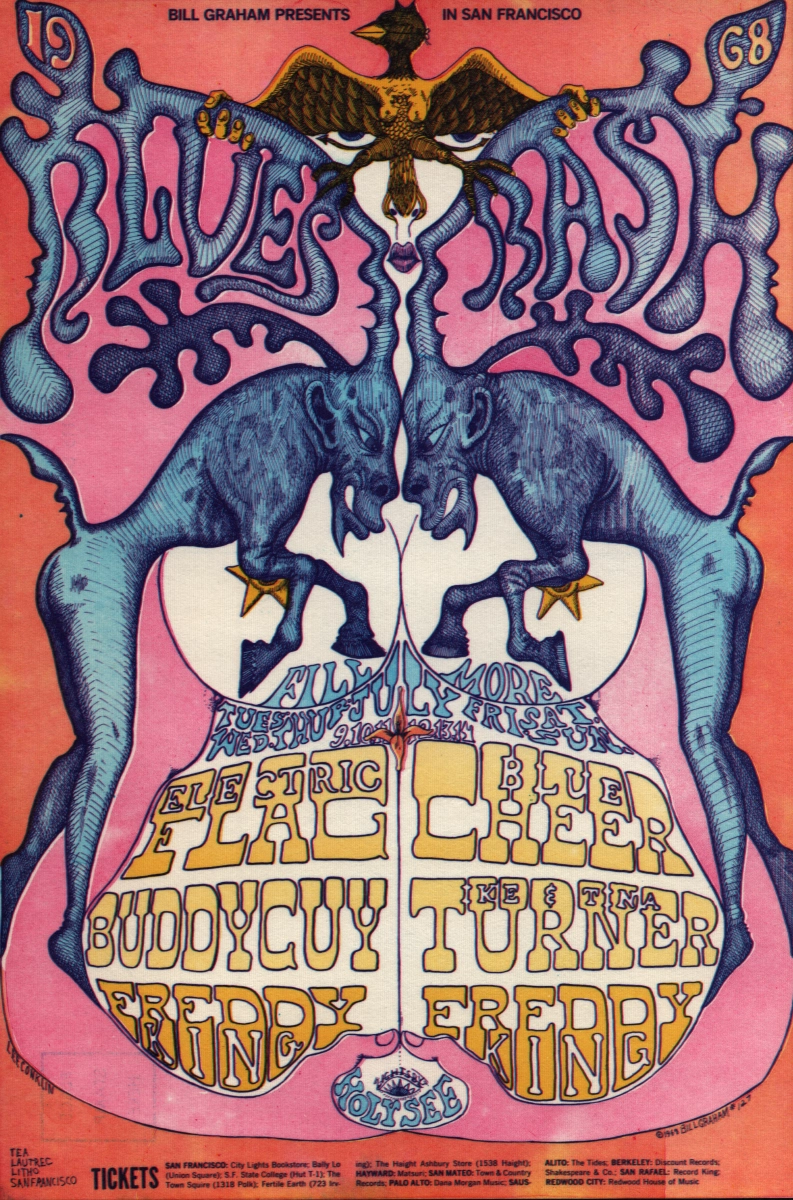Electric Flag Vintage Concert Postcard from Fillmore West, Jul 9, 1968