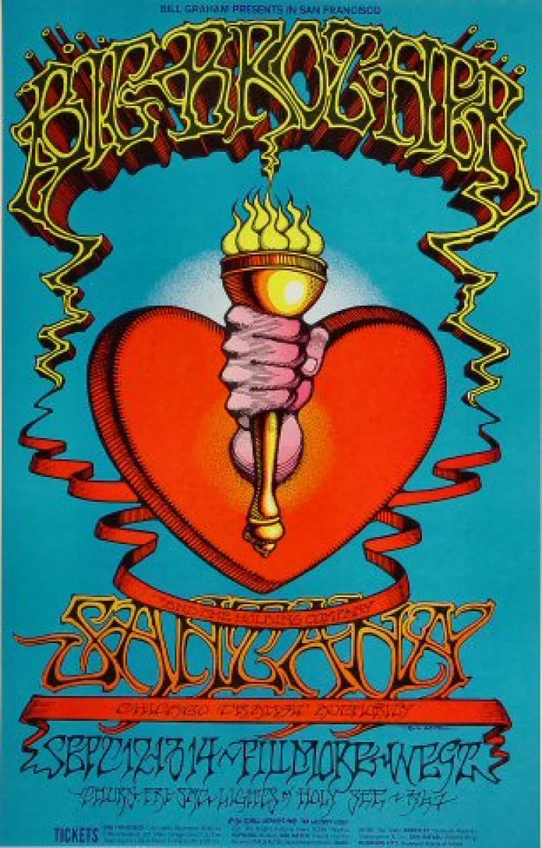 Big Brother and the Holding Company Vintage Concert Poster from Fillmore  West, Sep 12, 1968 at Wolfgang's
