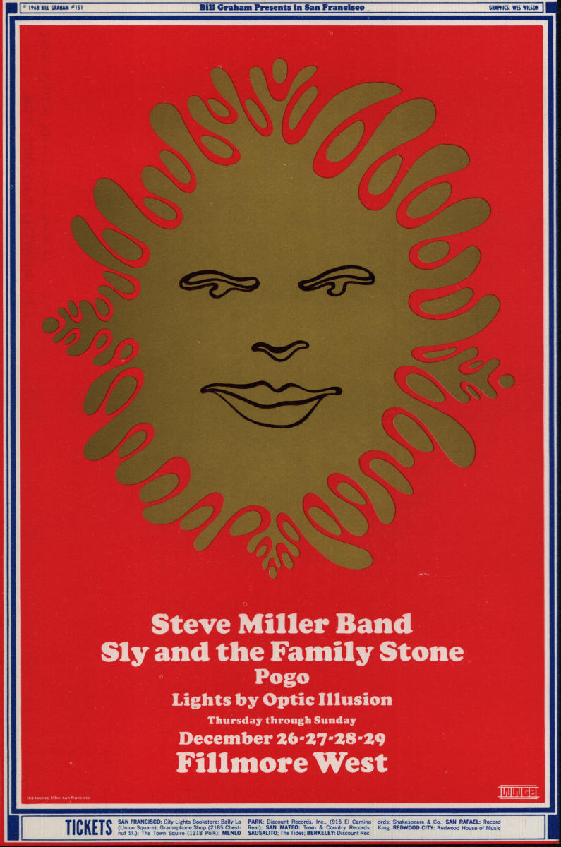 Steve Miller Band Vintage Concert Poster from Fillmore West