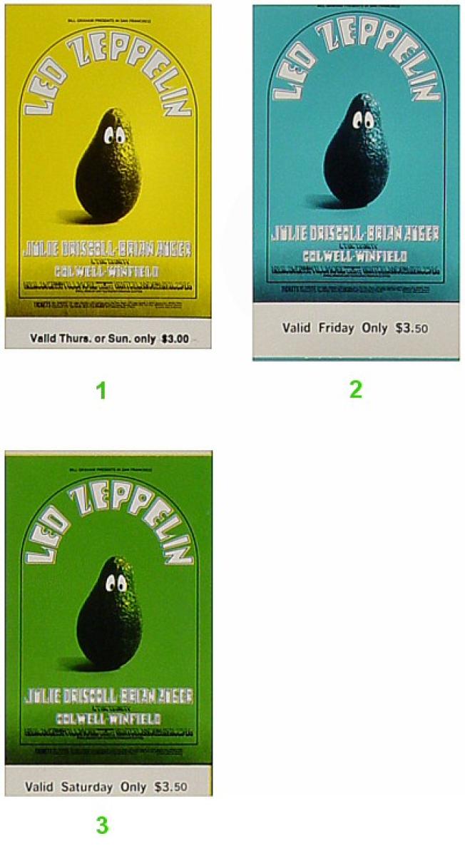 Joe Ledbetter Caravan Print アートプリント Led Zeppelin Vintage Concert Vintage Ticket from Fillmore