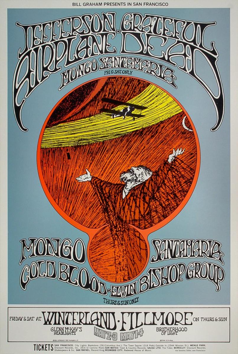 Jefferson Airplane Vintage Concert Handbill from Fillmore West
