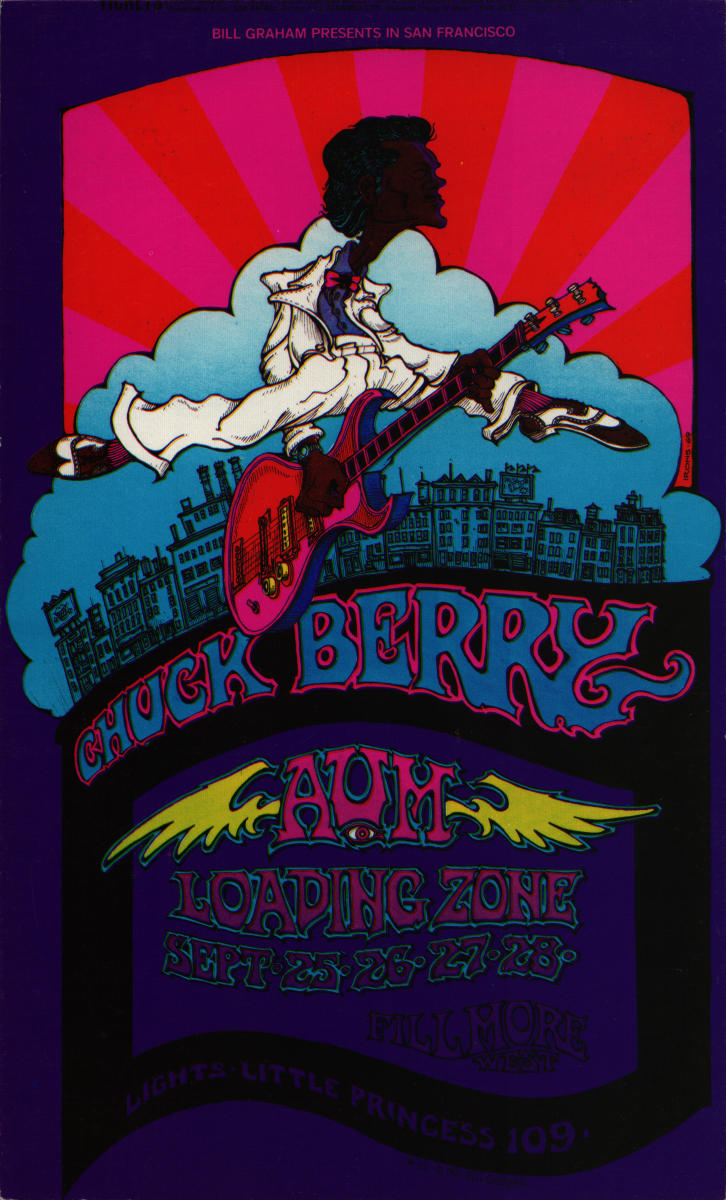 Chuck Berry Vintage Concert Poster from Fillmore West, Sep 25, 1969 at