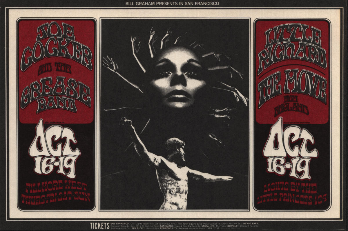 Joe Cocker & The Grease Band Vintage Concert Poster from Fillmore West