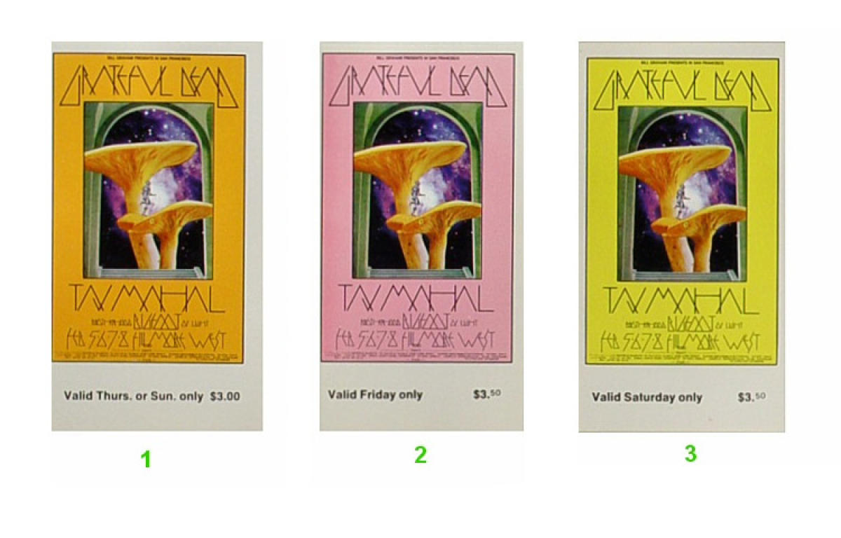 Grateful Dead Vintage Concert Vintage Ticket from Fillmore West