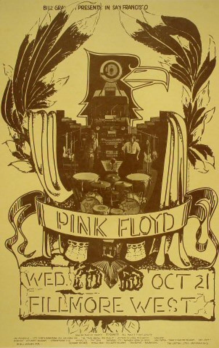 Pink Floyd Vintage Concert Poster From Fillmore West Oct 21 1970 At Wolfgang S