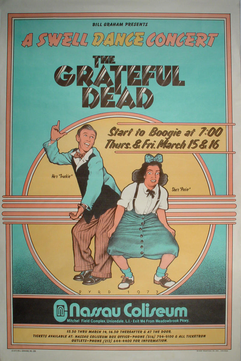 GRATEFUL DEAD グレイトフルデッド コンサートポスター ビンテージ Grateful Dead Vintage Concert Poster from Nassau Coliseum, Mar 15