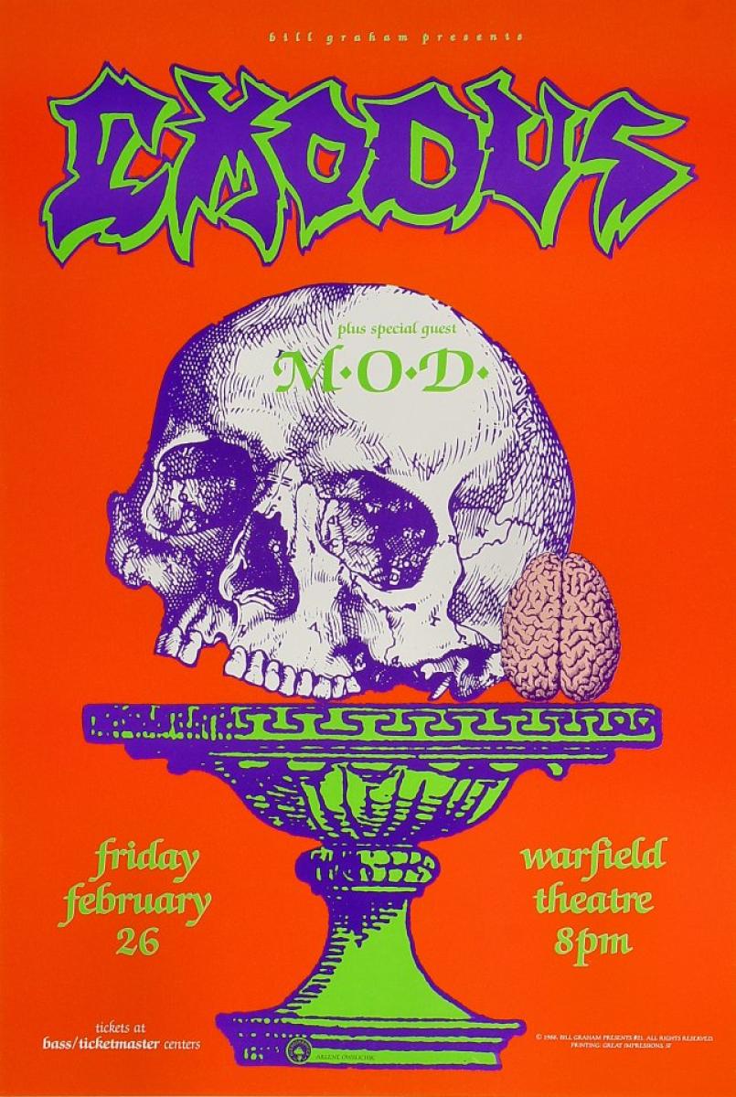 Exodus Vintage Concert Poster from Warfield Theatre, Feb 26