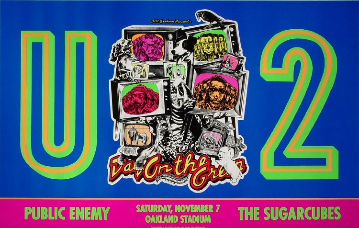 U2 Vintage Concert Poster from Oakland Coliseum Stadium, Nov 7, 1992 Wolfgang's