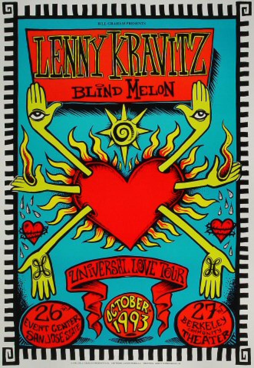 Lenny Kravitz Vintage Concert Poster from San Jose State Event