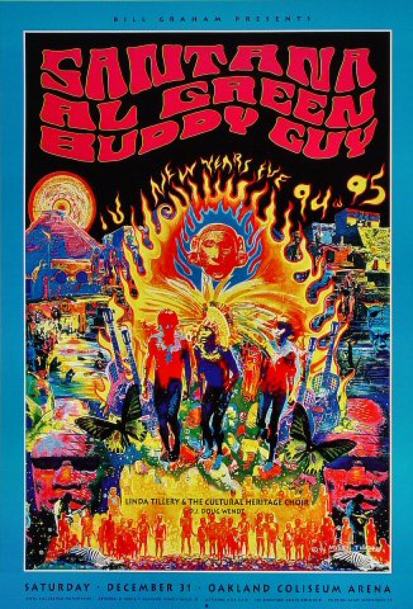 Santana Vintage Concert Poster from Oakland Coliseum Arena, Dec 31 ...