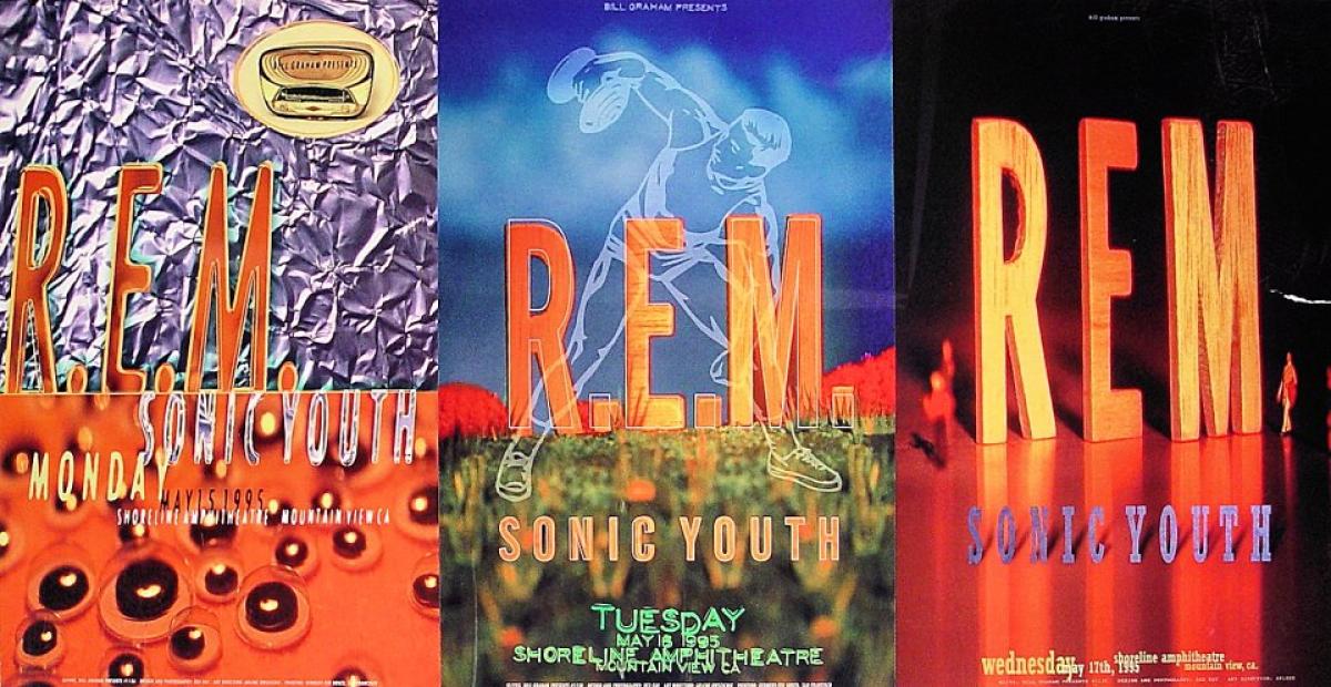 R.E.M. Vintage Concert Poster from Shoreline Amphitheatre R.E.M. Vintage Concert Poster from Shoreline Amphitheatre