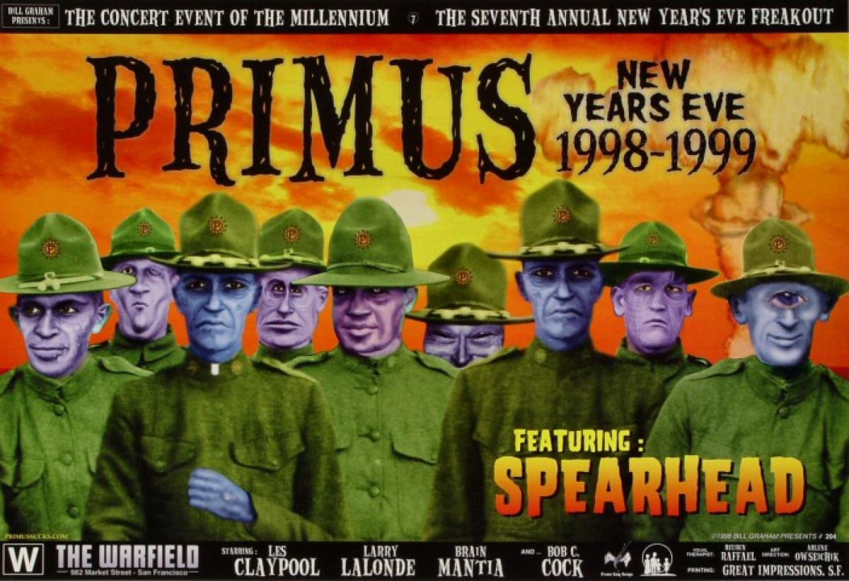 Primus Vintage Concert Poster from Warfield Theatre, Dec 31, 1998 at