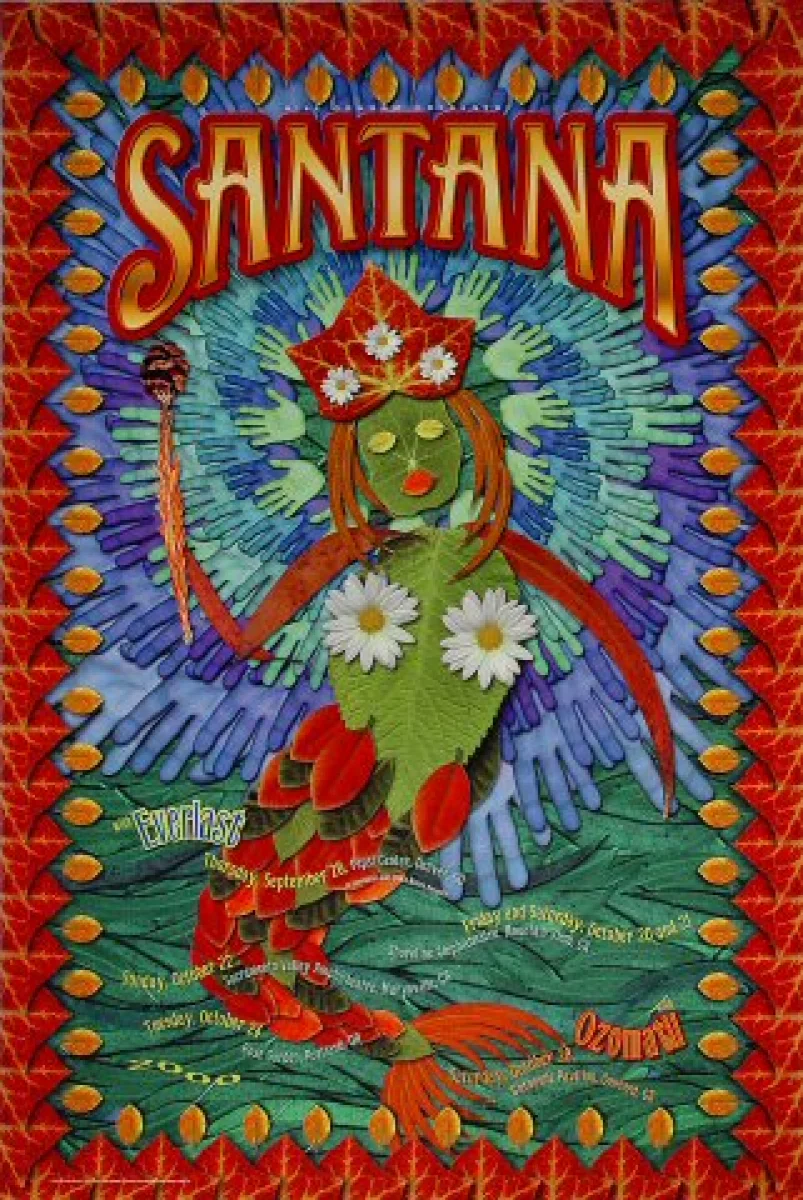 Santana Vintage Concert Poster From Pepsi Center Sep 28 2000 At Wolfgangs 