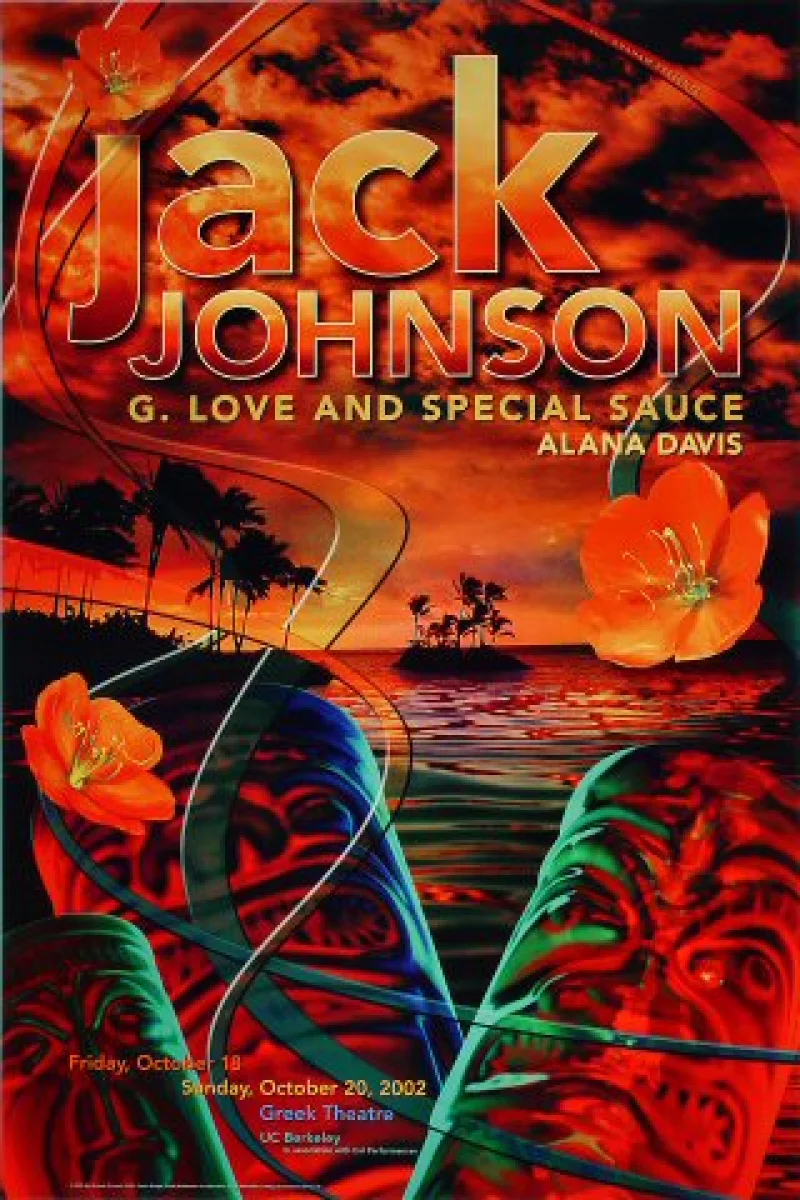 Jack Johnson Vintage Concert Poster from Greek Theatre, Oct 18, 2002 at