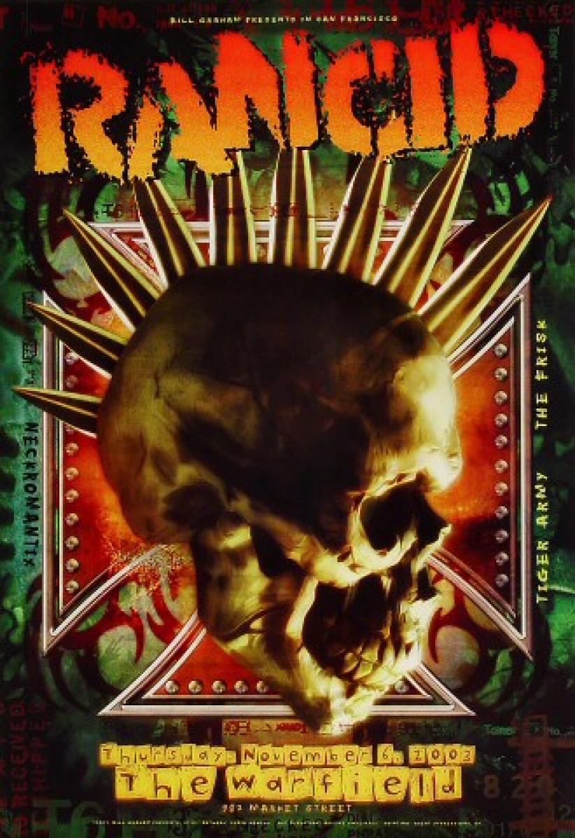 Rancid Vintage Concert Poster from Warfield Theatre, Nov 6, 2003