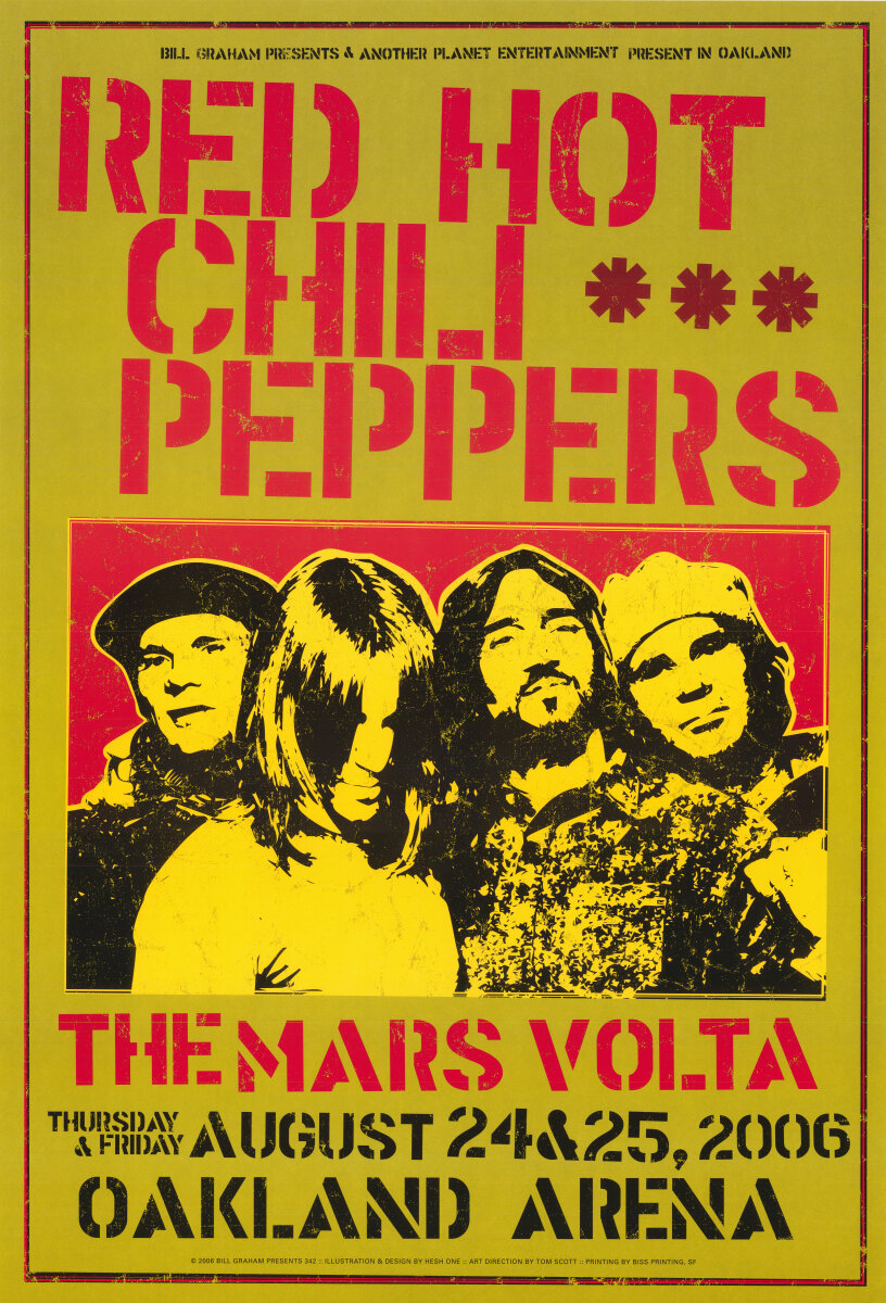 Red Hot Chili Peppers Vintage Concert Poster from Oakland Coliseum