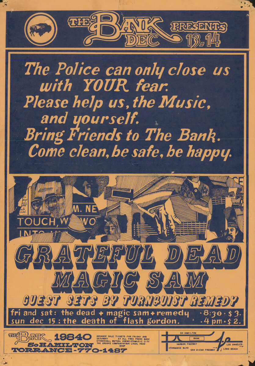 Grateful Dead Vintage Concert Poster from Bank, Dec 13, 1968