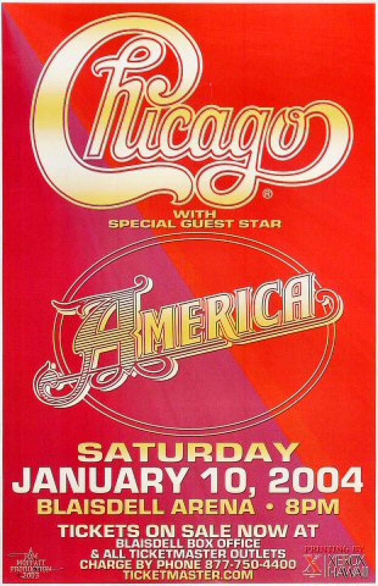 Chicago Vintage Concert Poster from Blaisdell Arena, Jan 10, 2004 at
