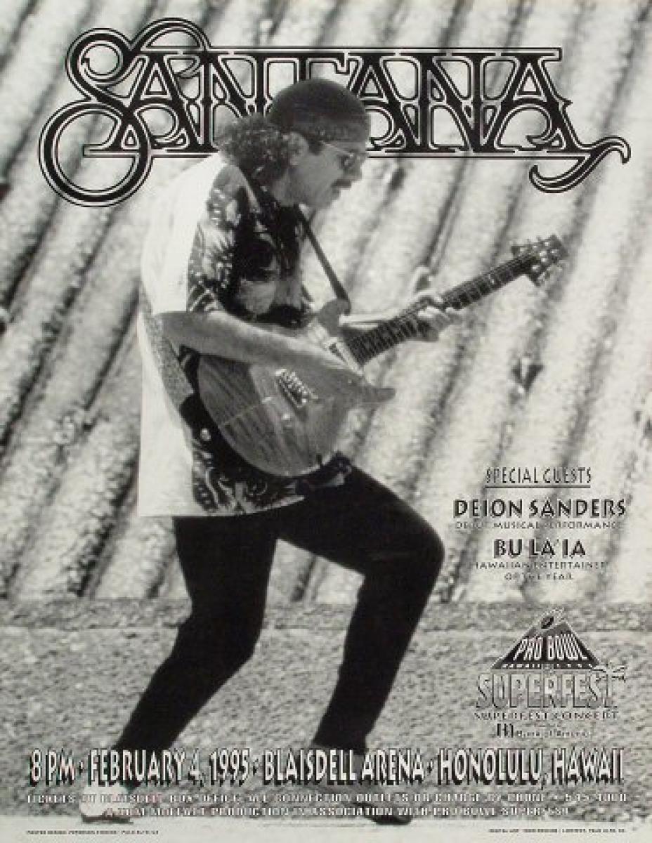 Santana Vintage Concert Poster from Blaisdell Arena, Feb 4, 1995 at