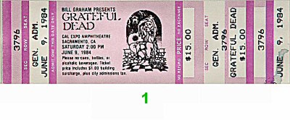 Grateful Dead Vintage Concert Vintage Ticket from Cal Expo