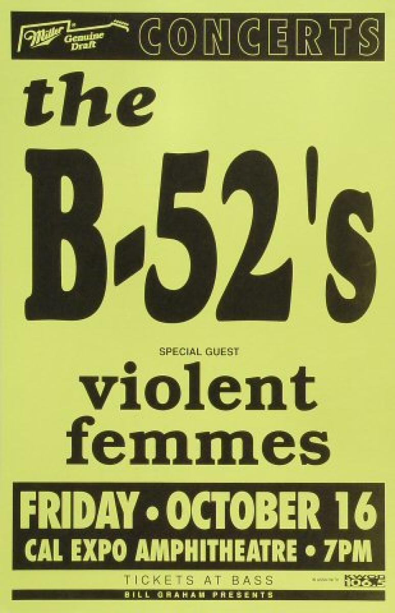 The B-52's Vintage Concert Poster From Cal Expo Amphitheater, Oct 16 ...